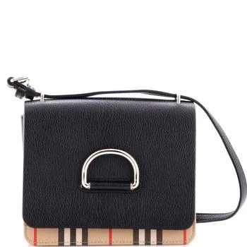 Burberry | D-Ring Shoulder Bag Leather with Vintage Check Canvas Medium