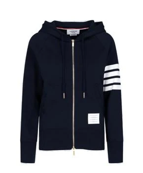 Thom Browne | Thom Browne Engineered 4-Bar Zip-Up Drawstring Hoodie