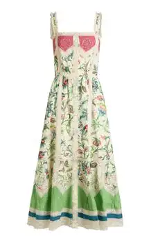 ETRO | Etro Lace-Trimmed Cotton Midi Dress - Moda Operandi