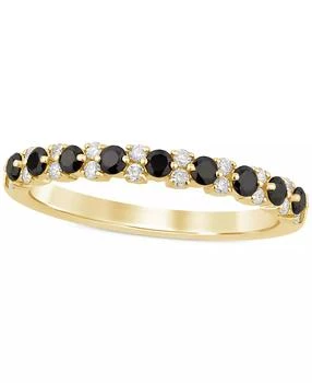 Macy's | Black Diamond (1/4 ct. t.w.) & White Diamond (1/8 ct. t.w.) Stack Band in 14k Gold