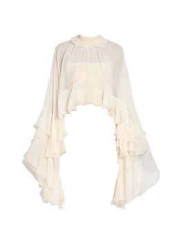 Chloé | Draped-Sleeve Silk Top