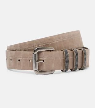 Brunello Cucinelli | Monili croc-effect suede belt