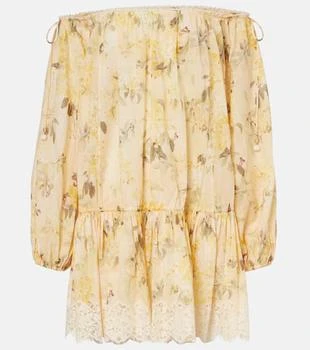 Zimmermann | Floral semi-sheer cotton minidress