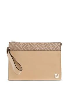 Fendi | Fendi Logo Plaque Zipped Clutch Bag