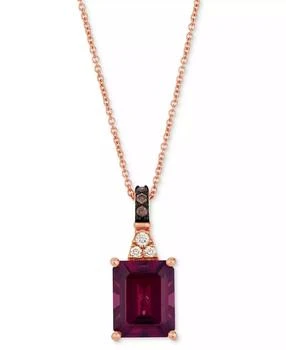 Le Vian | Rhodolite (3-5/8 ct. t.w.) & Diamond (1/20 ct. t.w.) 20" Adjustable Pendant Necklace in 14k Rose Gold