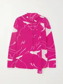 Valentino | Tie-detailed Printed Silk Crepe De Chine Blouse - IT38