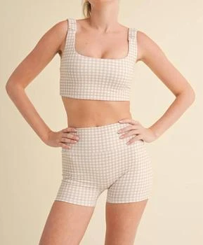 Kimberly C Kimberly C - Gingham Print Ruched Bra Top And Shorts Set