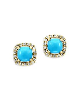 Bloomingdale's | Turquoise & Diamond Halo Stud Earrings in 14K Yellow Gold