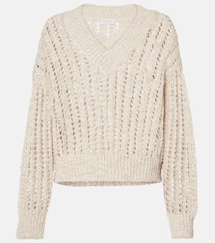 Brunello Cucinelli | Embellished silk and linen-blend sweater