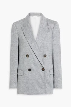Brunello Cucinelli | Double-breasted mélange linen and silk-blend blazer