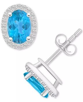 Macy
s | Blue Topaz (2 ct. t.w.)
Created White Sapphire (1/5 ct. t.w.) Stud Earrings in 10k White Gold