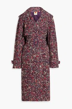 Floral-print broderie anglaise cotton trench coat