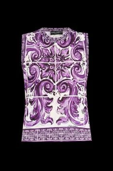 Dolce & Gabbana | Dolce & Gabbana Majolica Printed Sleeveless Ribbed Sweater