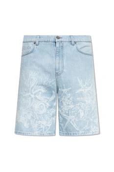 Versace | Versace Barocco Sea Mid-Rise Denim Shorts