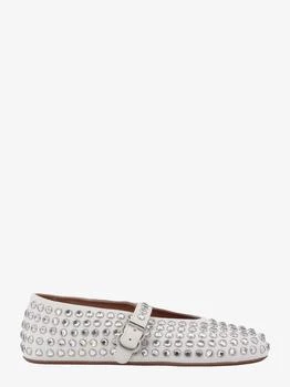 Alaia | Leather ballet flats with rhinestones