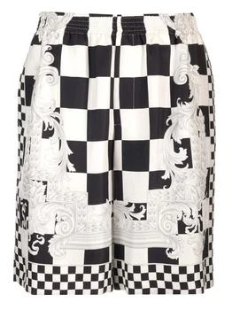 Versace | Versace Barocco Check-Printed Knee-Length Shorts