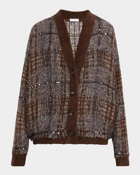 Brunello Cucinelli | Tartan Organza Embroidered Cardigan