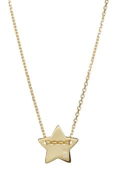 ADORNIA 14K Yellow Gold Plated Diamond Detail Star Charm Necklace - 0.01 ctw