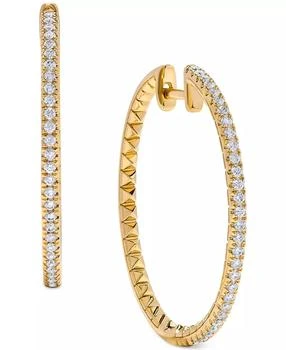 Macy's | Diamond Skinny Hoop Earrings (1/2 ct. t.w.) in 14k Gold