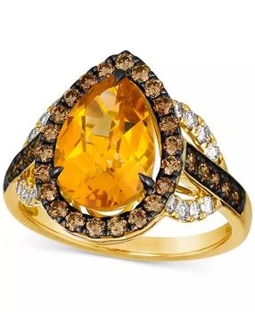Le Vian | Cinnamon Citrine (2-7/8 ct. t.w.) & Diamond (7/8 ct. t.w.) Pear Halo Statement Ring in 14k Gold