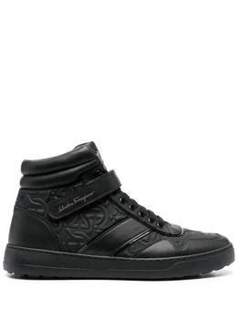 Salvatore Ferragamo | Men's Embossed Hi-Top Sneakers In Black