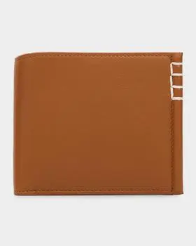JW Anderson Men's Loafers Box-Stitched Leather Bifold Wallet