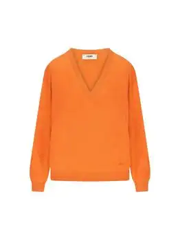 Fendi | Fendi Logo Embroidered V-Neck Jumper
