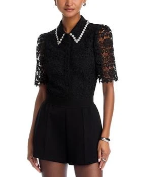 Embellished Collar Lace Top - Exclusive
