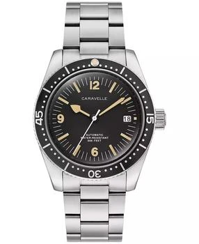 Men's Vintage Sport Sea Hunter Silver-Tone Stainless Steel Bracelet Watch, 39mm