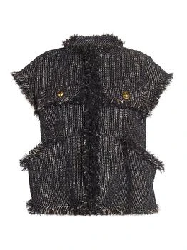 Sacai | Wool-Blend Tweed Short-Sleeve Jacket