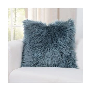 PoloGear Llama Teal Faux Fur 16" Designer Throw Pillow