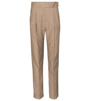 Brunello Cucinelli | High-rise straight wool and linen pants