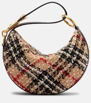 Burberry | Knight Arc leather-trimmed bouclé shoulder bag