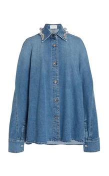 Givenchy | Givenchy Short Cocoon Embellished Denim Shirt - Moda Operandi