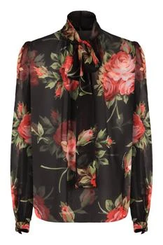 Dolce & Gabbana | Dolce & Gabbana Rose Bouquet-Printed Chiffon Top