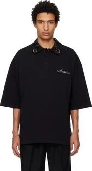 AMIRI | Black Stud Collar Oversized Polo