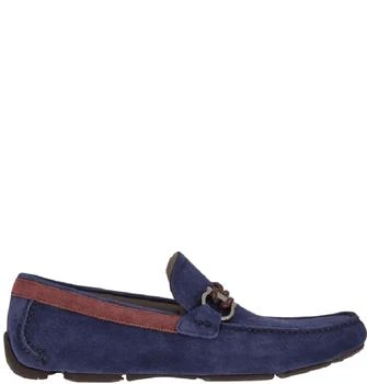 Salvatore Ferragamo | Men's Gancini Driver Moccasins In Marine Blue