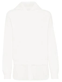 Brunello Cucinelli | Brunello Cucinelli Organza And English Rib Knit Faux-Layered Sweatshirt