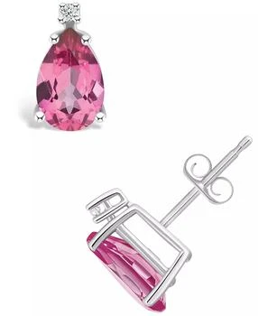 Macy's | Pink Topaz (2-1/10 ct. t.w.) and Diamond Accent Stud Earrings in 14K Yellow Gold or 14K White Gold