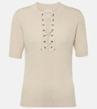 Dries Van Noten | Lace-up ribbed-knit wool-blend top
