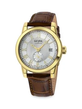 Gevril | Madison 39MM Swiss Automatic Stainless Steel & Leather Strap Watch