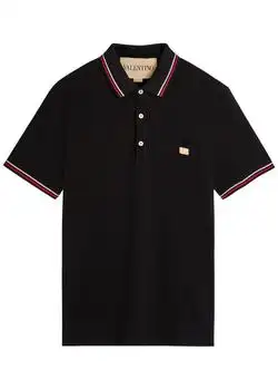 Valentino | Striped trims cotton polo shirt