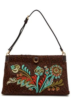 ETRO | Embroidered leopard-print calf-hair clutch