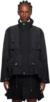 Sacai | Black Suiting Bonding x Grosgrain Jacket