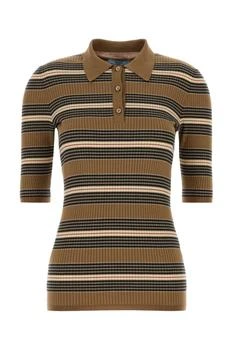 Prada | Prada Striped Short-Sleeved Polo Shirt