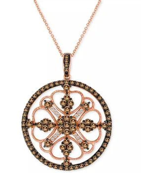 Le Vian | Chocolatier® Chocolate Diamond (2-1/8 ct. t.w.) & Vanilla Diamond (1/20 ct. t.w.) Mandala 18" Pendant Necklace in 14k Rose Gold