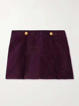 Tom Ford | Pleated Metallic Tweed Mini Skirt - Plum - IT46