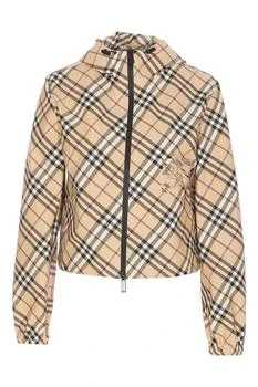 Burberry | Burberry Checked Hooded Zip-Up Jacket