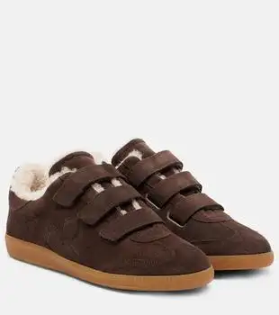 Isabel Marant | Beth shearling-trimmed suede sneakers