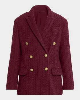 Brunello Cucinelli | Cashmere Cable Knit Double-Breasted Blazer